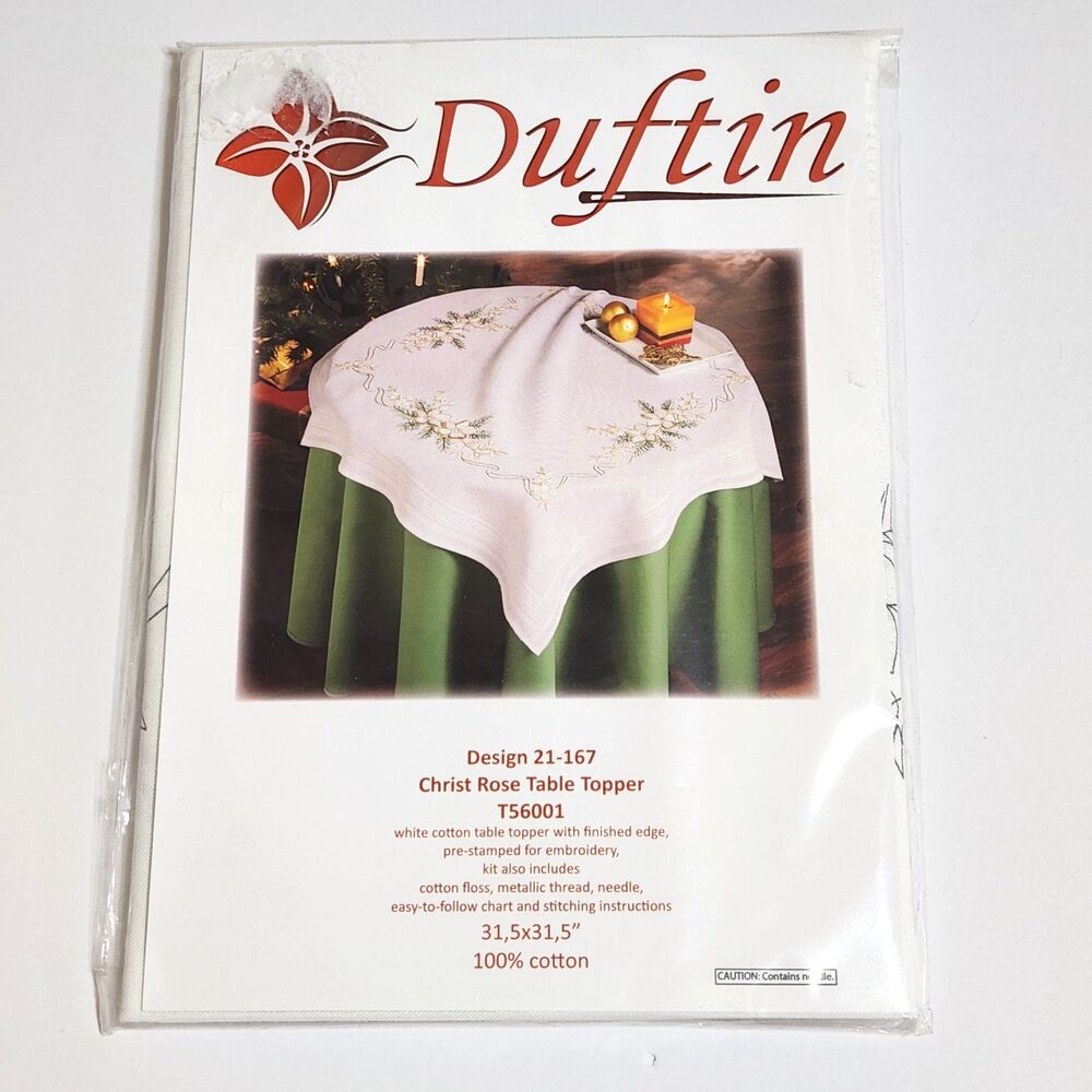 Duftin Christ Rose Table Topper 31 1/2" x 31 1/2" Stamped Embroidery KIT New